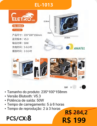 CAIXA DE SOM PCS/CX:8 R$199