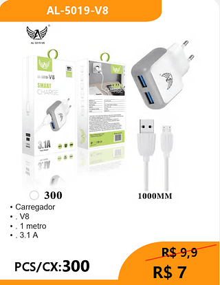 Carregador PCS/CX:300 R$ 7
