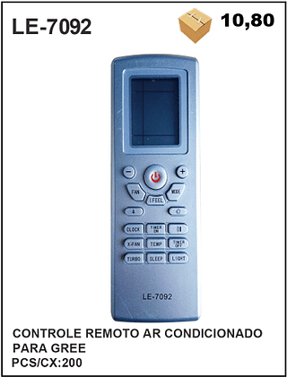 CONTROLE REMOTO AR CONDICIONADO PARA GREE 200pç=10,8$