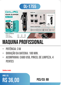 maquina profissional PCS/CX: 80 UNID. CX: r$ 36,00