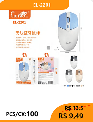MOUSE PCS/CX:100 R$9,49
