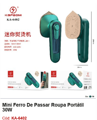 Mini Ferro De Passar Roupa Portátil 30W R$ 25,2 PCS/CX: 50