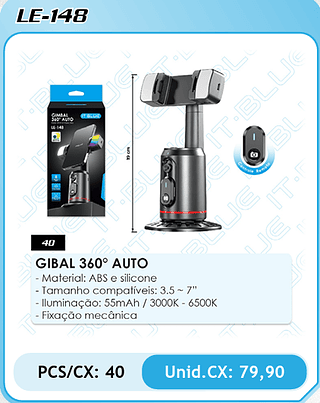 GIBAL 360° AUTO - Material: ABS e silicone PCS/CX: 40 Unid.CX: 79,90