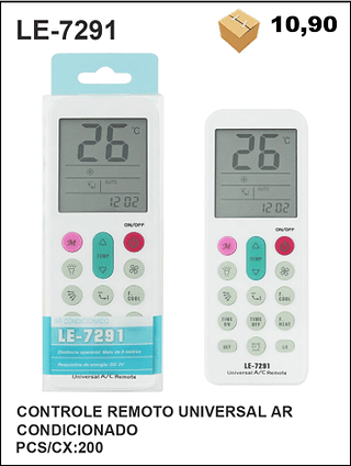 CONTROLE REMOTO UNIVERSAL AR CONDICIONADO 200PÇ=10,9$