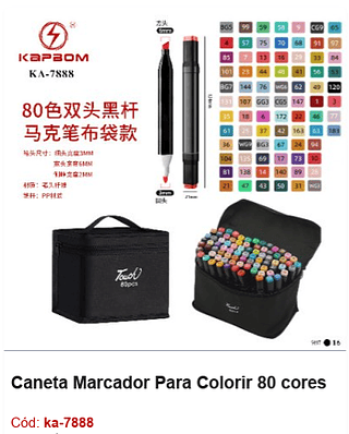 Caneta Marcador Para Colorir 80 cores R$ 25,2 PCS/CX: 16