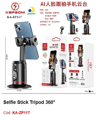 Selfie Stick Tripod 360° R$ 63 PCS/Cx: 40