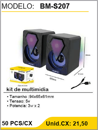 kit de multimidia 50 PCS/CX Unid.CX: 21,50