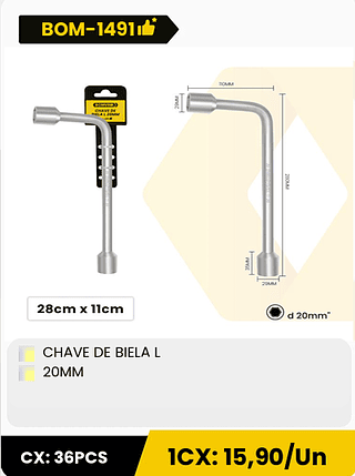 CHAVE DE BIELA L 20MM CX: 36PCS 1CX: 15,90/Un
