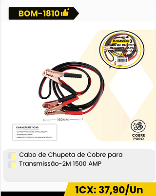 Cabo de Chupeta de Cobre para Transmissao-2M 1500 AMP CX: 30PCS 1CX: 37,90/Un