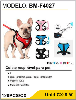 Colete respirável para pet 120PCS/CX Unid.CX:6,50