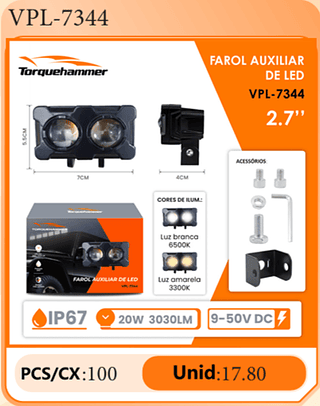 FAROL AUXILIAR DE LED 2.7" PCS/CX:100 Unid:17.80