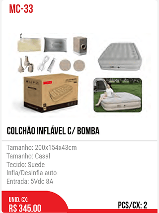 COLCHÃO INFLÁVEL C/ BOMBA 2pç=345$