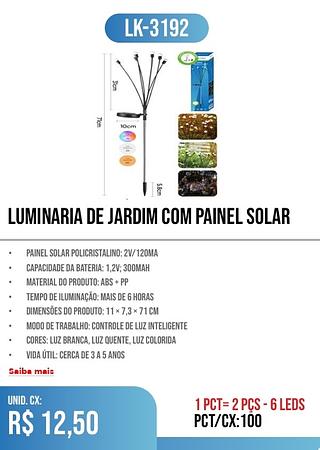 LUMINARIA DE JARDIM COM PAINEL SOLAR 100pç=12,50$