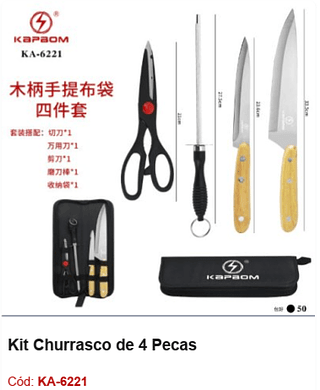 Kit Churrasco de 4 Pecas R$ 18,9 PCS/cx: 50