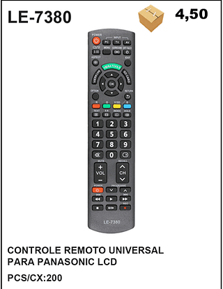 CONTROLE REMOTO UNIVERSAL PARA PANASONIC LCD 200PÇ=4,5$