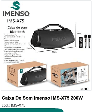 Caixa De Som Imenso 200W R$1291,5 PC/CX 1