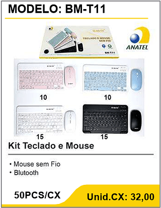 Kit Teclado e Mouse 50PCS/CX Unid.CX: 32,00