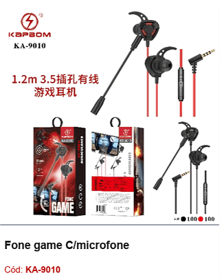 Fone game C/microfone R$12,6 PCS/cx:200