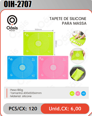 TAPETE DE SILICONEPARA MASSA PCS/CX:120 Unid.CX: 6,00