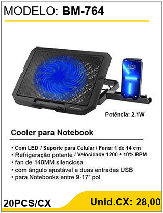 Cooler para Notebook 20PCS/CX Unid.CX: 28,00