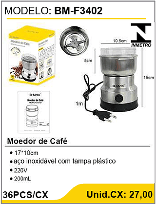 Moedor de Cafe 36PCS/CX Unid.CX: 27,00