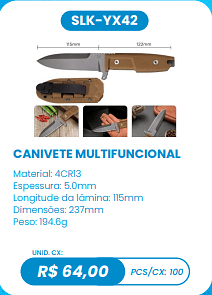 CANIVETE MULTIFUNCIONAL UNID. CX: R$ 64,00 PCS/CX: 100