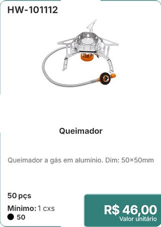 Queimador 50 pçs R$ 46,00