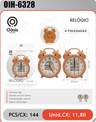 RELOGIO PCS/CX: 144 Unid.CX: 11,80