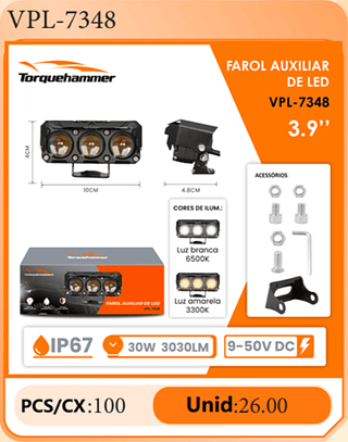 FAROL AUXILIAR DE LED 3.9" PCS/CX:100 Unid:26.00