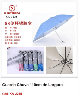 Guarda Chuva 110cm de Largura R$ 8,82 PCS/Cx: 60