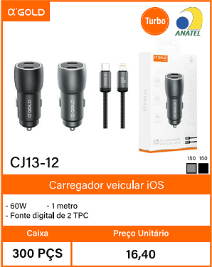 Carregador veicular iOS Caixa 300 PCS Preco Unitario 16,40