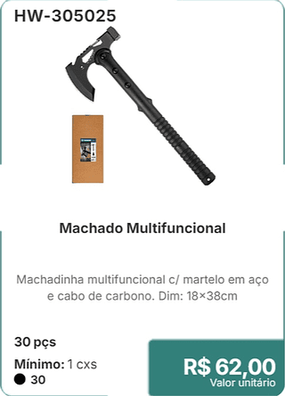 Machado Multifuncional 30 pçs R$ 62,00