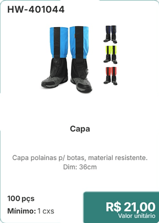 Capa 100 pçs R$ 21.00