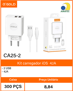 Kit carregador iOS4.1A Caixa 300 PCS Preco Unitario 8,84