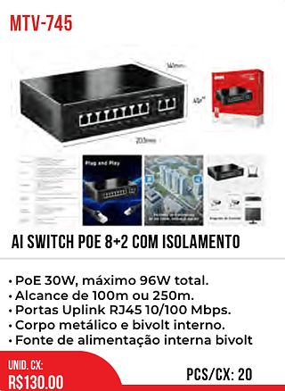 Ai Switch Poe 8+2 Com Isolamento 20pç=130$