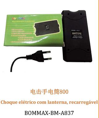 Choque elétrico com lanterna, recarregável