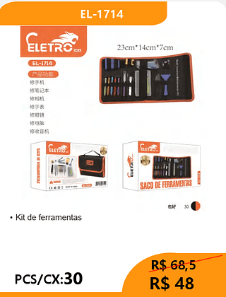 Kit de ferramentas PCS/CX:30 R$48