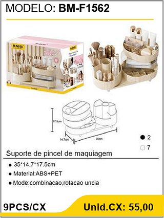 Suporte de pincel de maquiagem 9PCS/CX Unid.CX: 55,00