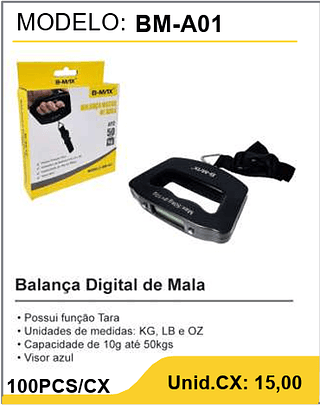 Balança Digital de Mala 100PCS/CX Unid.CX: 15,00