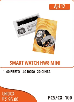 SMART WATCH HW8 MINI UNID.CX: RS 95.00 PCS/CX:100