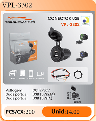 CONECTOR USB PCS/CX:200 Unid:14.00