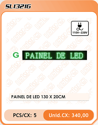 PAINEL DE LED 130 X 20CM 5PÇ=340$