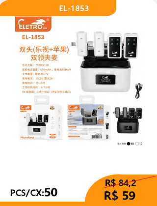 MICROFONE DE LAPELA PCS/CX:50 R$59