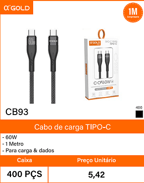 Cabo de carga Caixa 400 PCS Preco Unitario 5,42