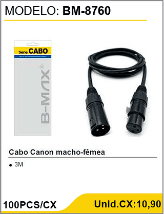 Cabo Canon macho-fêmea 100PCS/CX Unid.CX:10,90