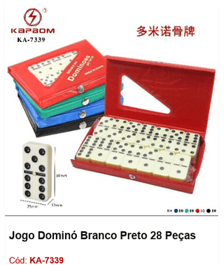 Jogo Dominó Branco Preto 28 Peças R$ 13,5 PCS/CX: 40