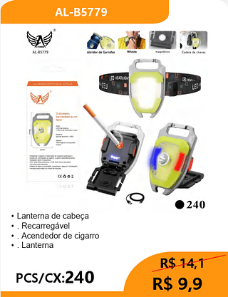 Lanterna de cabeça PCS/CX:240 R$ 9,9