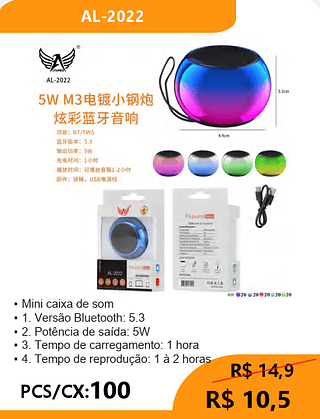Mini caixa de som PCS/CX:100 R$10,5