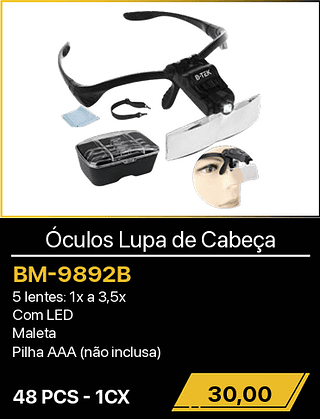 Óculos Lupa de Cabeça 48PCS R$30,00