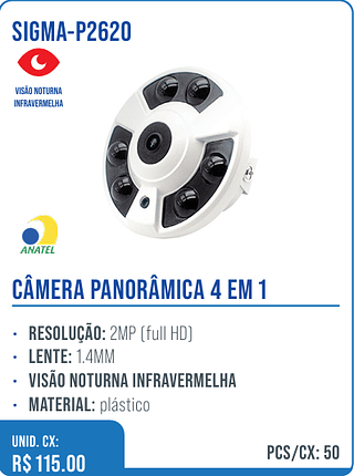 CÂMERA PANORÂMICA 4 EM 1 UNID. CX: R$ 115.00 PCS/CX: 50